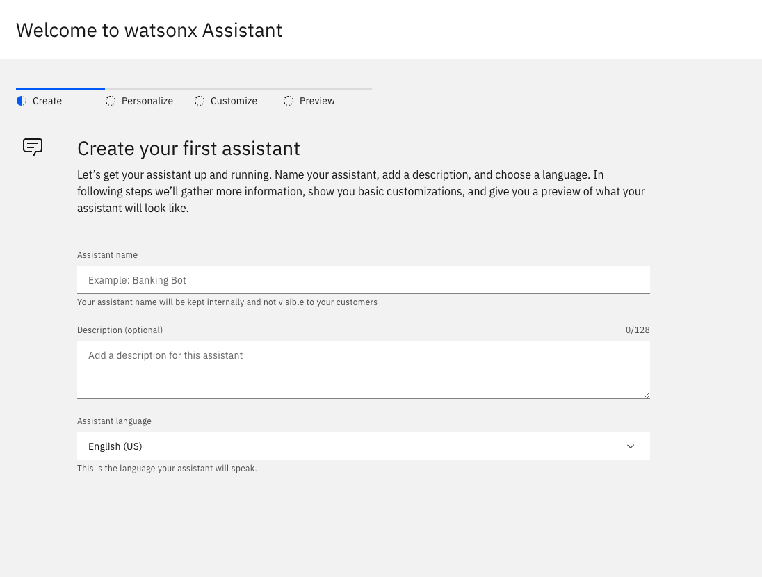 Create assistant page