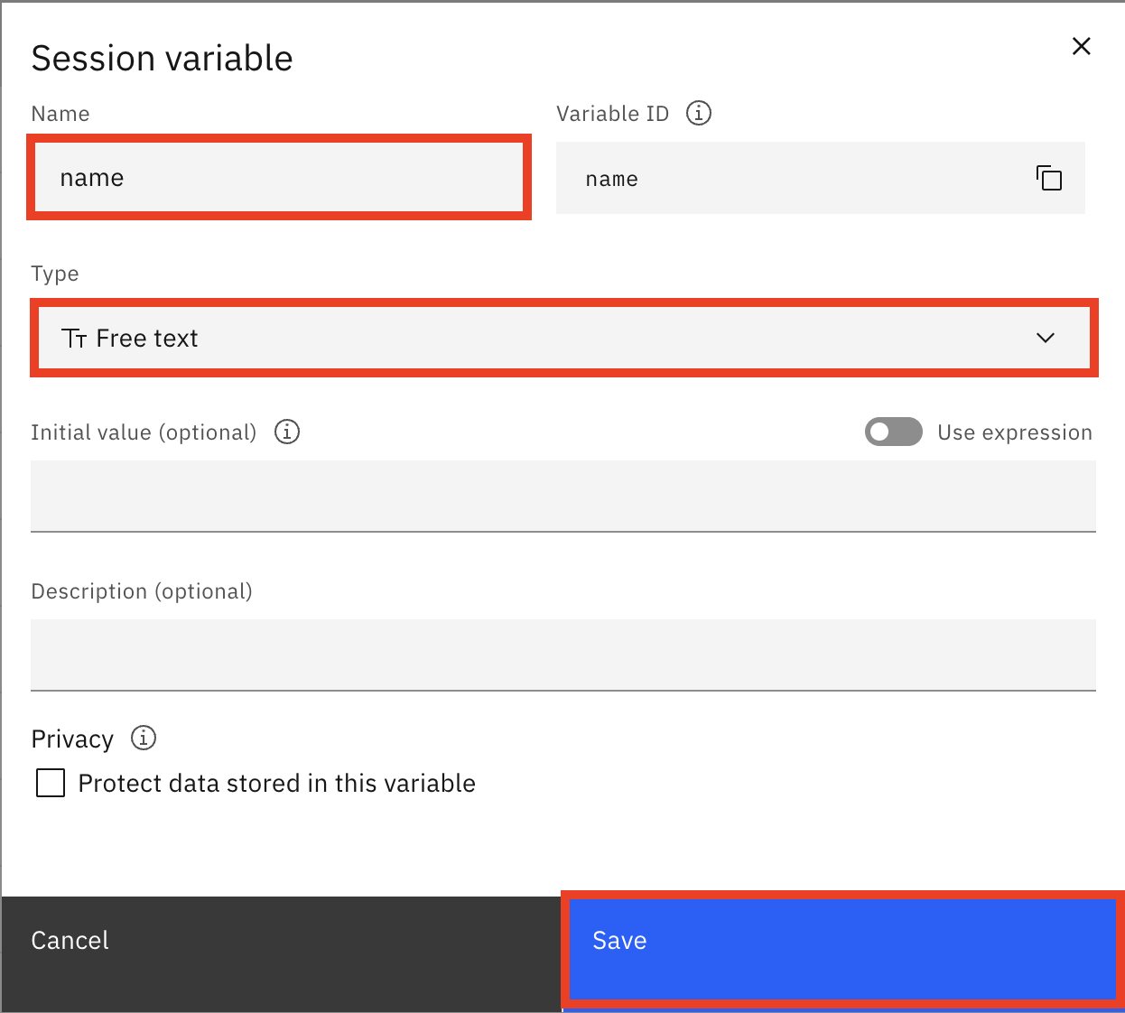 Create name variable