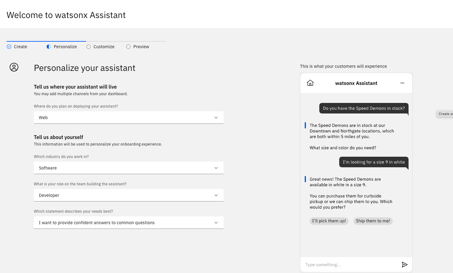 Personalize assistant page