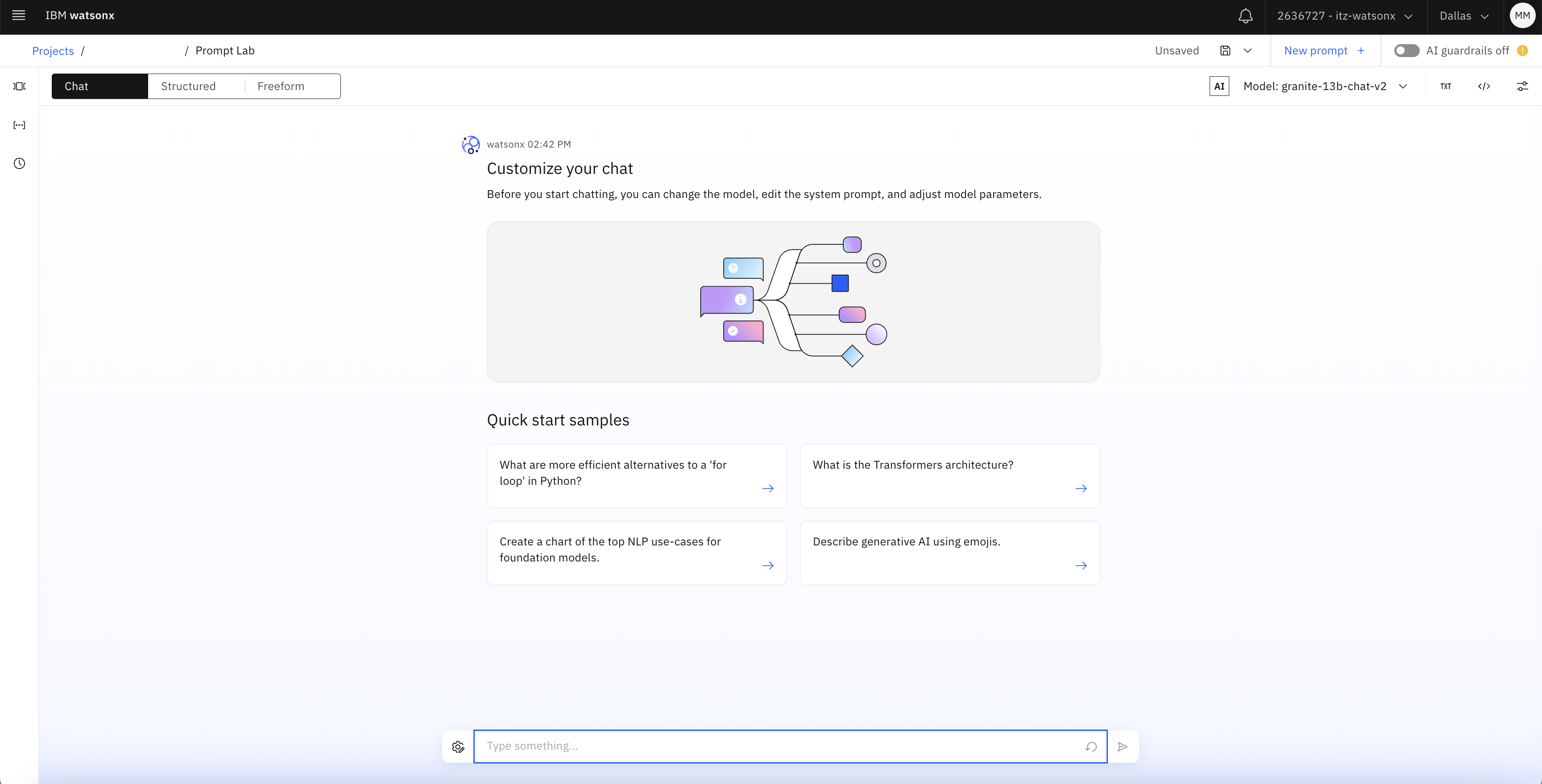 watsonx prompt lab chat